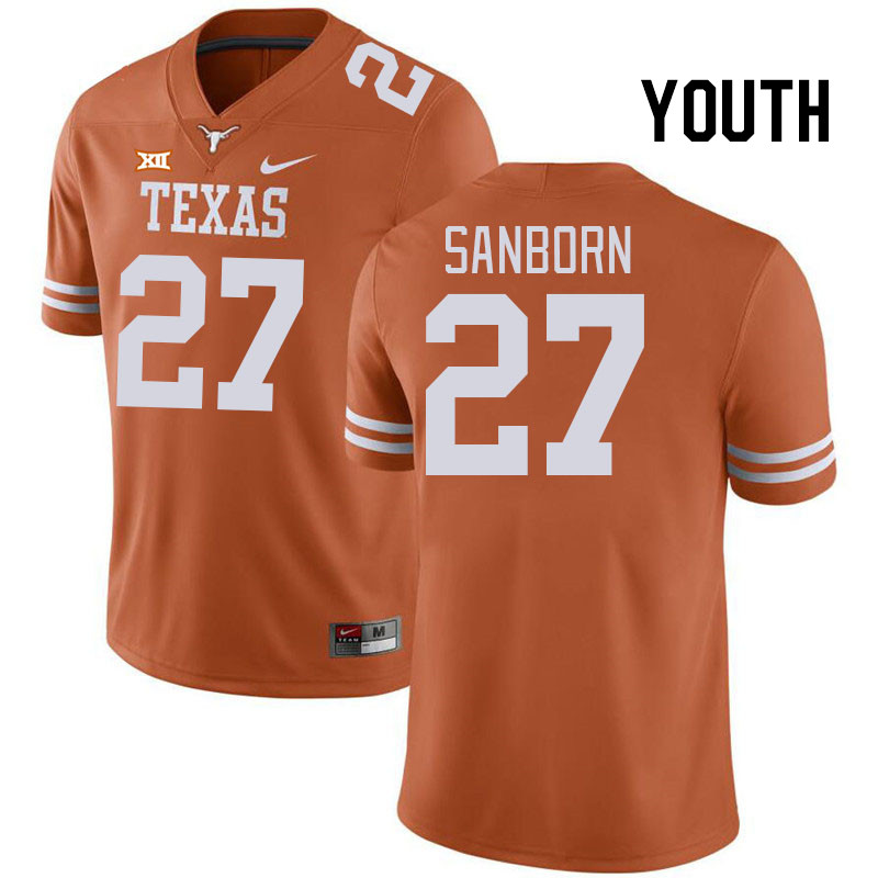 Youth #27 Ryan Sanborn Texas Longhorns College Football Jerseys Stitched Sale-Black